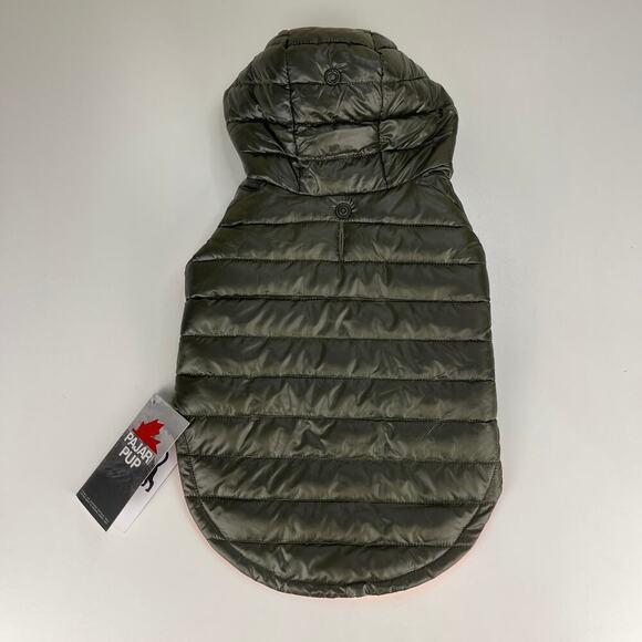 Pajar Pup Seymour Lightweight Dog Puffer Jacket Military Green Orange Size Small - Picture 4 of 12